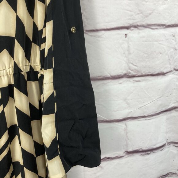 Alfani Shift Dress Womens SZ 14 Autumn Blush Geo Stripe Gold V Neck Long Sleeves - Picture 5 of 12